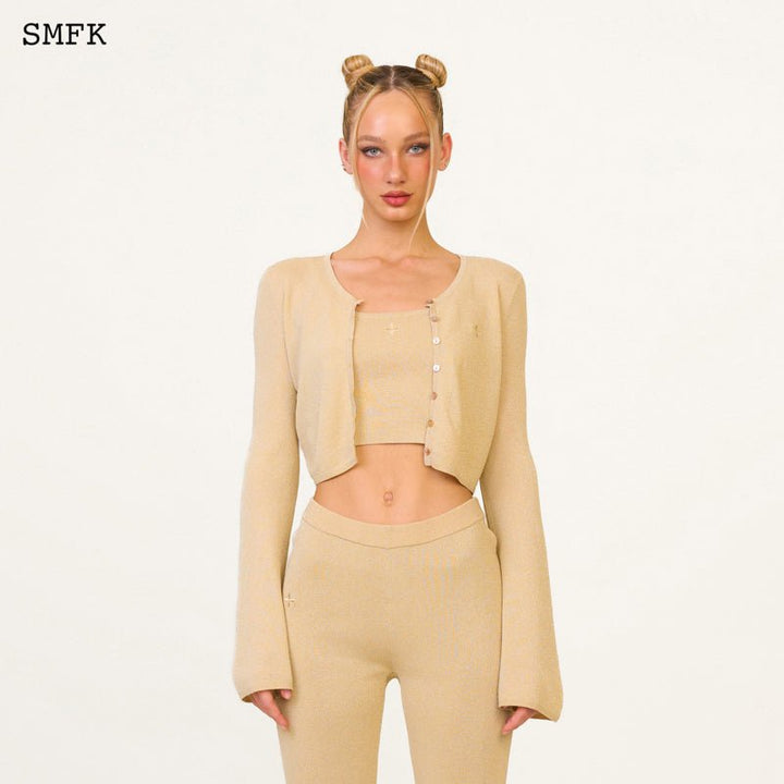 SMFK COMPASS HUG KNITTED SPORTY VEST TOP GOLDEN SAND