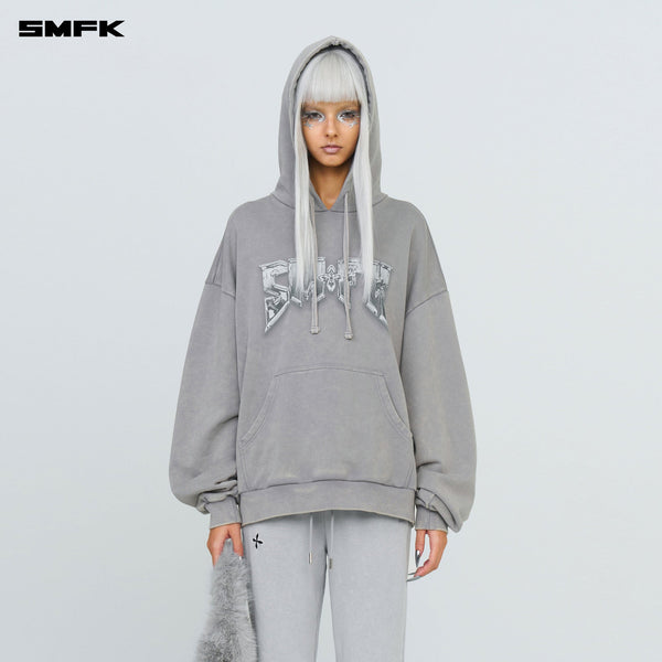 COMPASS METAL ROCK LOOSE HOODIE GRAY