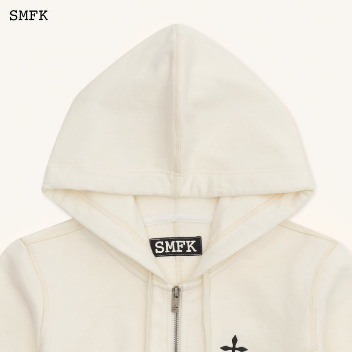 SMFK COMPASS RUSH SHORT SPORTY HOODIE IN WHITE