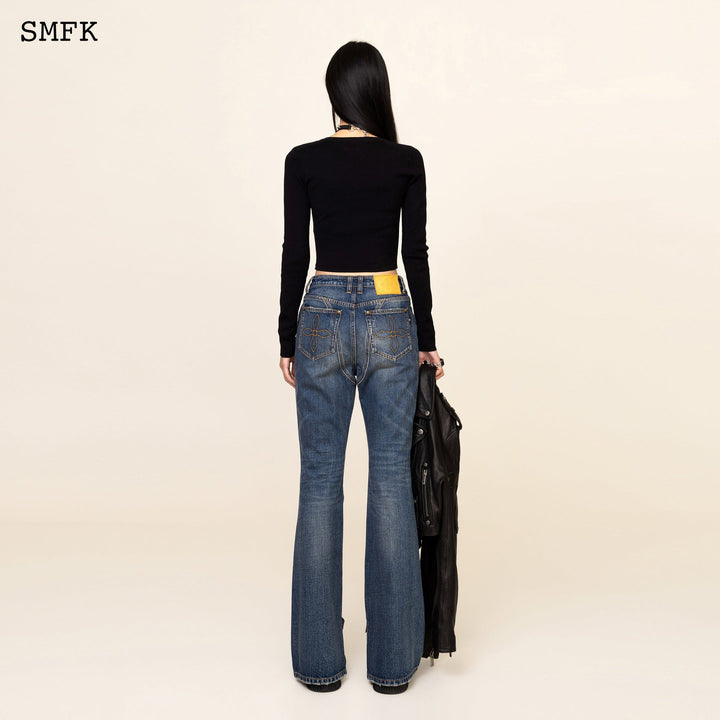 COMPASS TARPAN CLASSIC FLARED JEANS RETRO BLUE SMFK