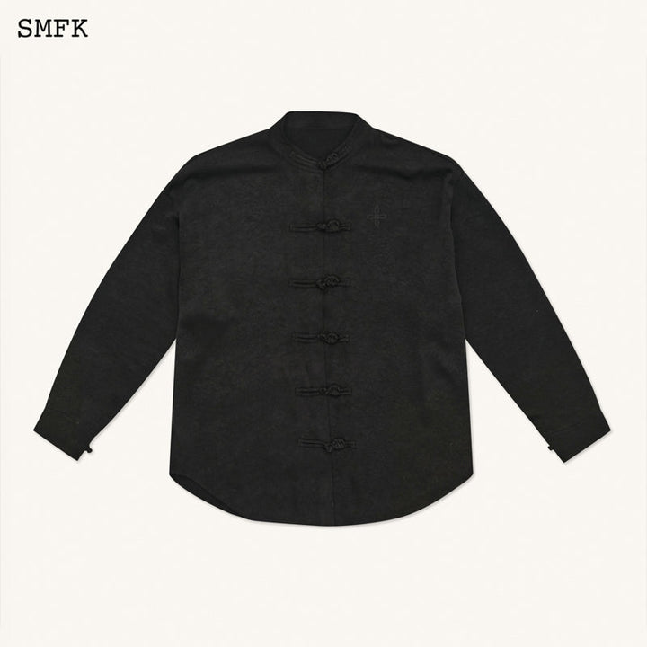 SMFK COMPASS TRADITIONAL KNOTTED BUTTON TANG SATIN SHIRT