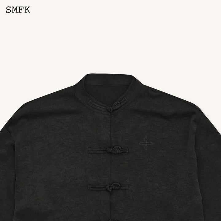 SMFK COMPASS TRADITIONAL KNOTTED BUTTON TANG SATIN SHIRT