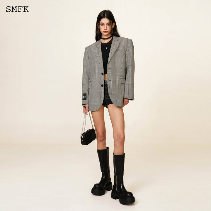 SMFK COMPASS VINTAGE PLAID WOOLEN GREY SUIT