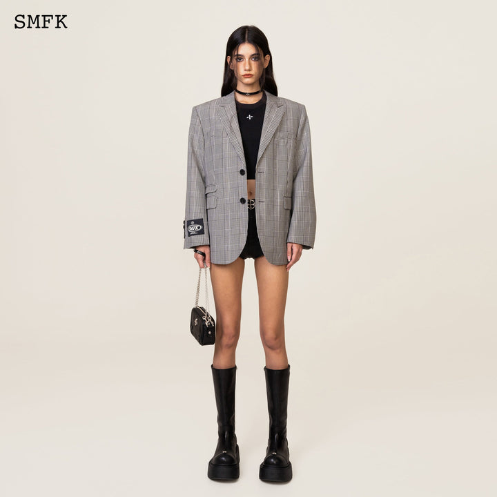 SMFK COMPASS VINTAGE PLAID WOOLEN GREY SUIT