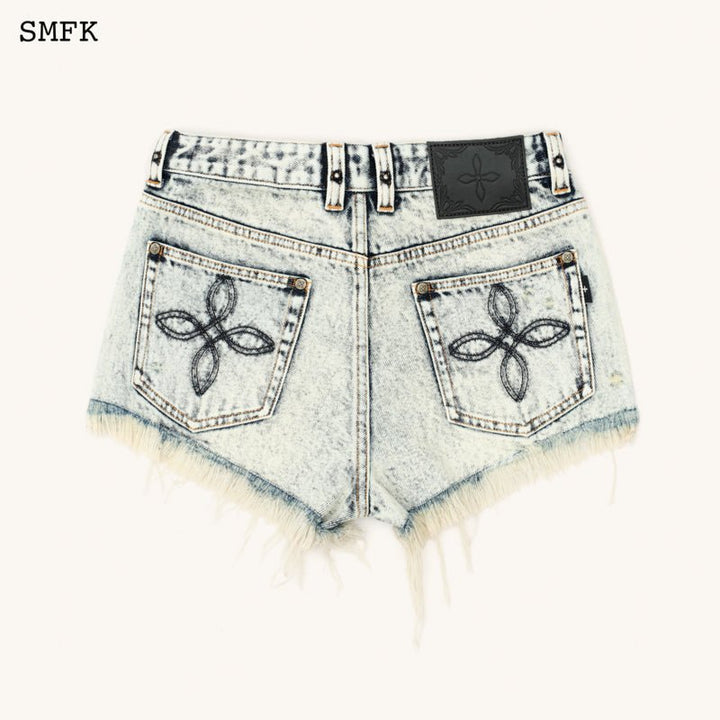 SMFK COMPASS WILD TARPAN WHITE SNOWFLAKE SHORT JEANS