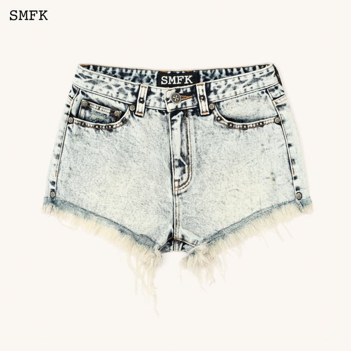 SMFK COMPASS WILD TARPAN WHITE SNOWFLAKE SHORT JEANS