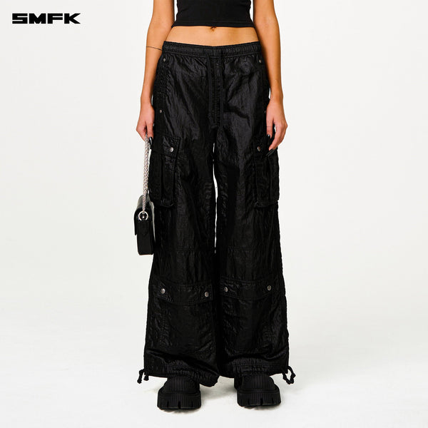 FUTURE LIGHTNING WIDE-LEG TRACK PANTS IN BLACK