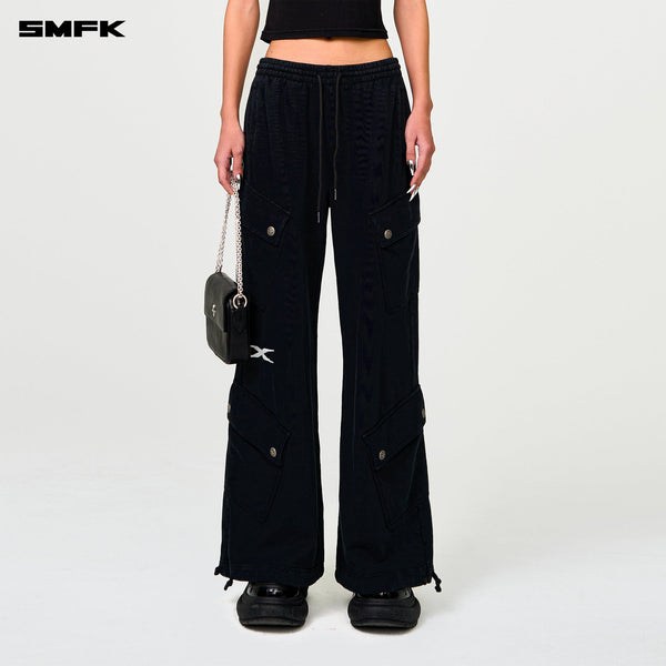 FUTURE WIDE-LEG TRACK PANTS IN BLACK