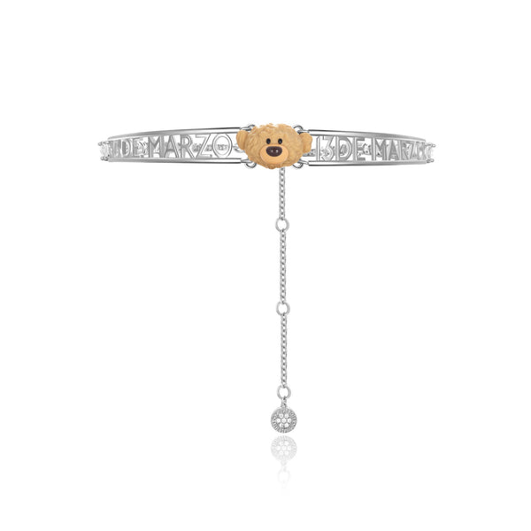 13DE MARZO BEAR LOGO ZIRCON NECKLACE