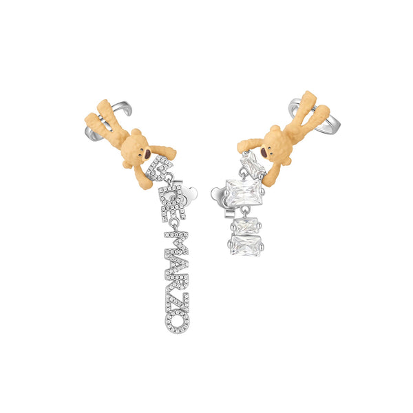 BEAR ZIRCON UNSHAPED EAR STUD