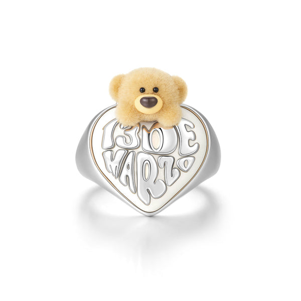 BEAR HEART PEARL RING