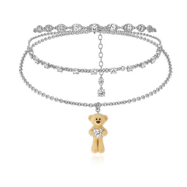 BEAR HUG HEART LAYERED NECKLACE