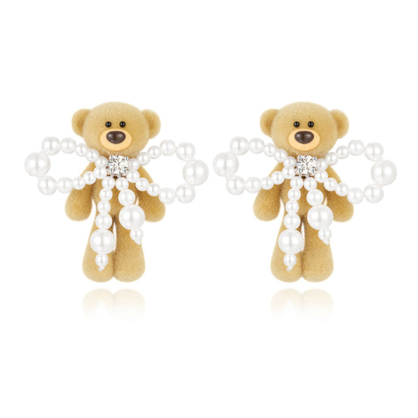 PEARL BOW BEAR EAR STUD