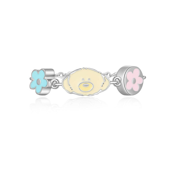 13DE MARZO COLOR LOGO FLORAL BEAR BEADED RING