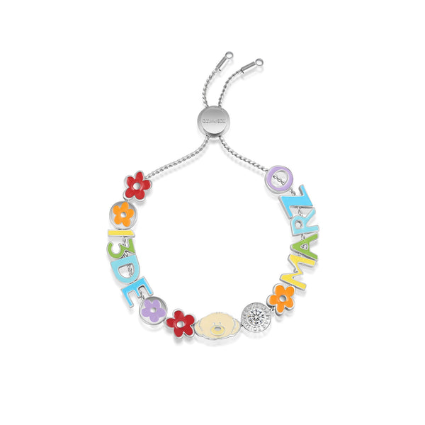 13DE MARZO COLOR LOGO FLORAL BEAR BEADED BRACELET