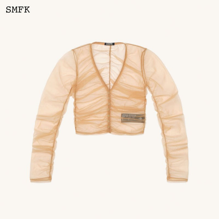 SMFK TEMPLE GAUZE CARDIGAN IN NUDE