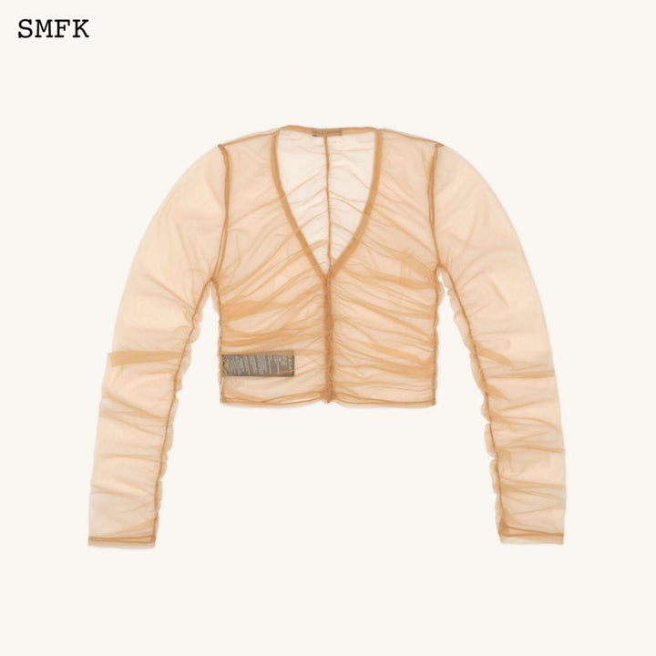 SMFK TEMPLE GAUZE CARDIGAN IN NUDE