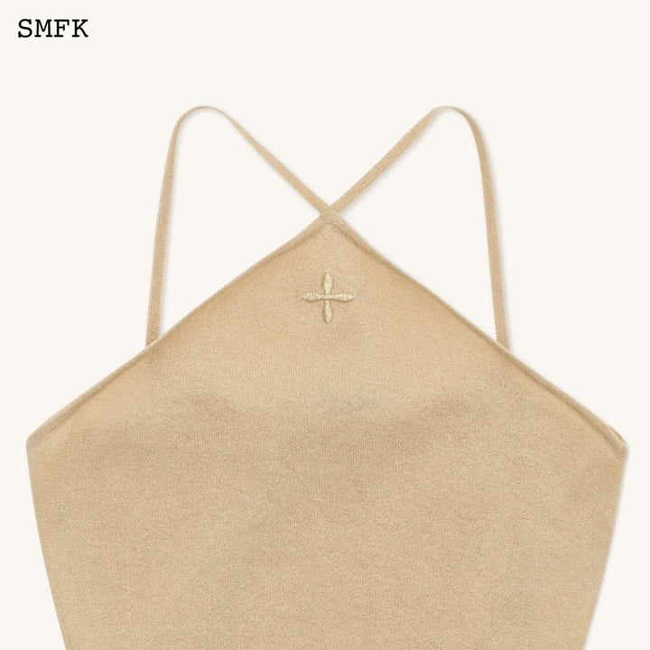SMFK TEMPLE TRADITIONAL KNITTED CROSS SLING TOP SAND