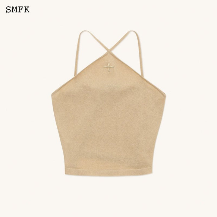 SMFK TEMPLE TRADITIONAL KNITTED CROSS SLING TOP SAND