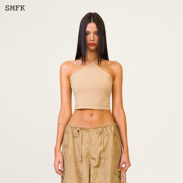 SMFK TEMPLE TRADITIONAL KNITTED CROSS SLING TOP SAND