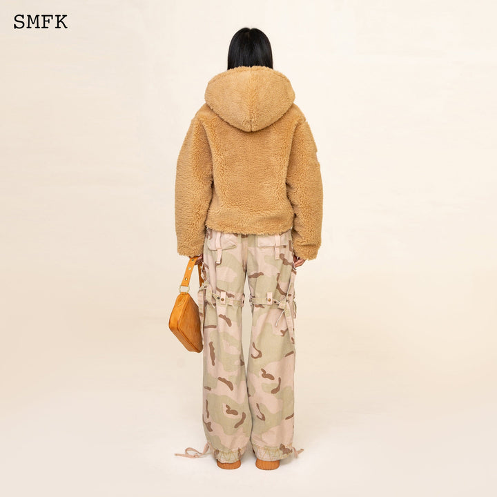 SMFK WILDWORLD ADVENTURE FAUX FUR SHORT HOODIE IN GINGER