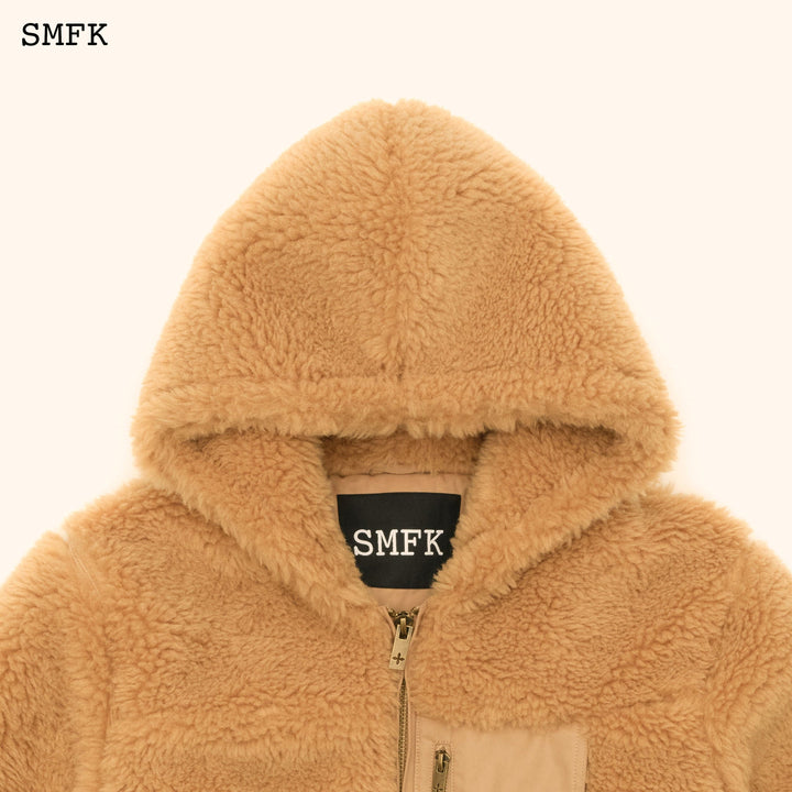 SMFK WILDWORLD ADVENTURE FAUX FUR SHORT HOODIE IN GINGER