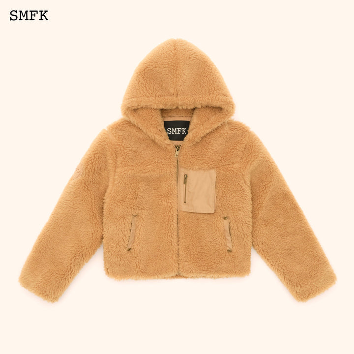 SMFK WILDWORLD ADVENTURE FAUX FUR SHORT HOODIE IN GINGER