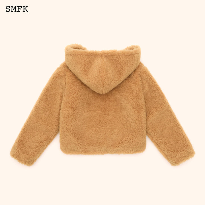 SMFK WILDWORLD ADVENTURE FAUX FUR SHORT HOODIE IN GINGER