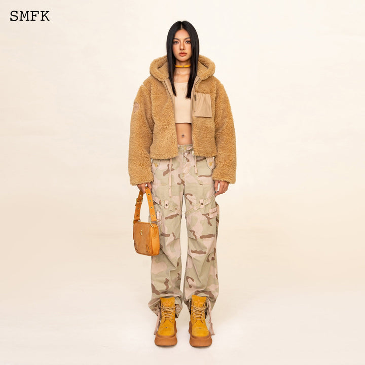 SMFK WILDWORLD ADVENTURE FAUX FUR SHORT HOODIE IN GINGER