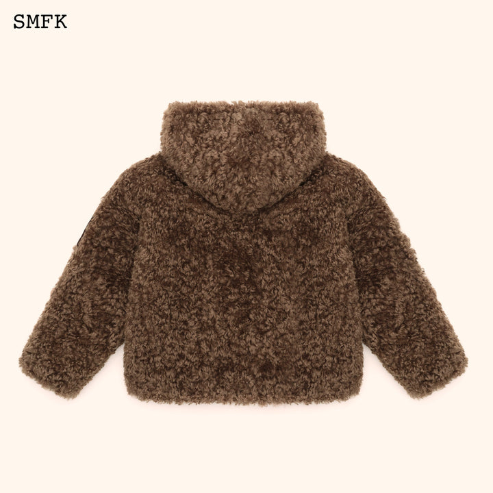 SMFK WILDWORLD ADVENTURE OUTDOOR FAUX FUR HOODIE IN BROWN