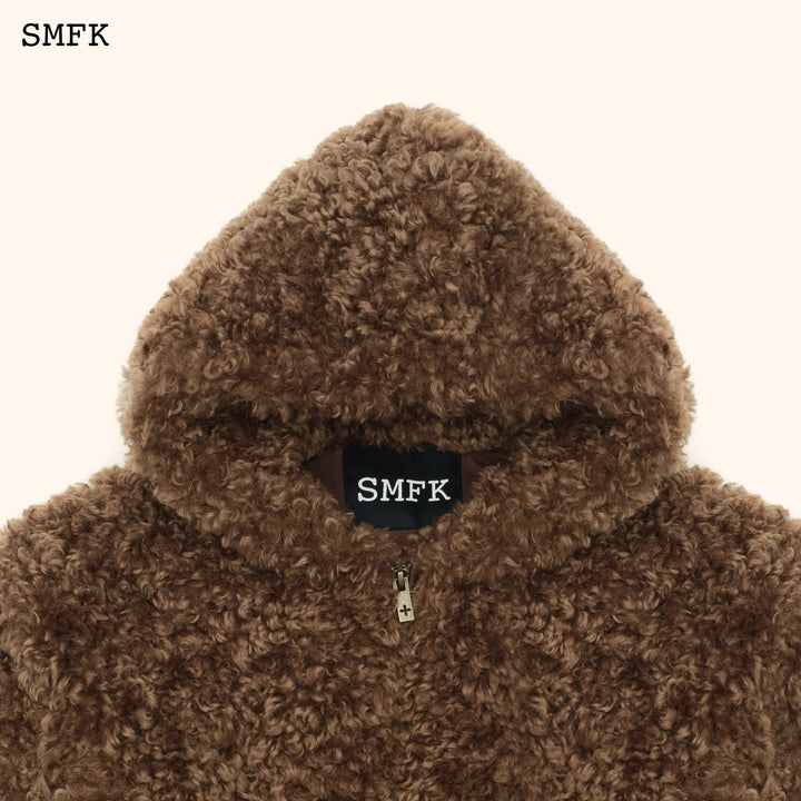 SMFK WILDWORLD ADVENTURE OUTDOOR FAUX FUR HOODIE IN BROWN