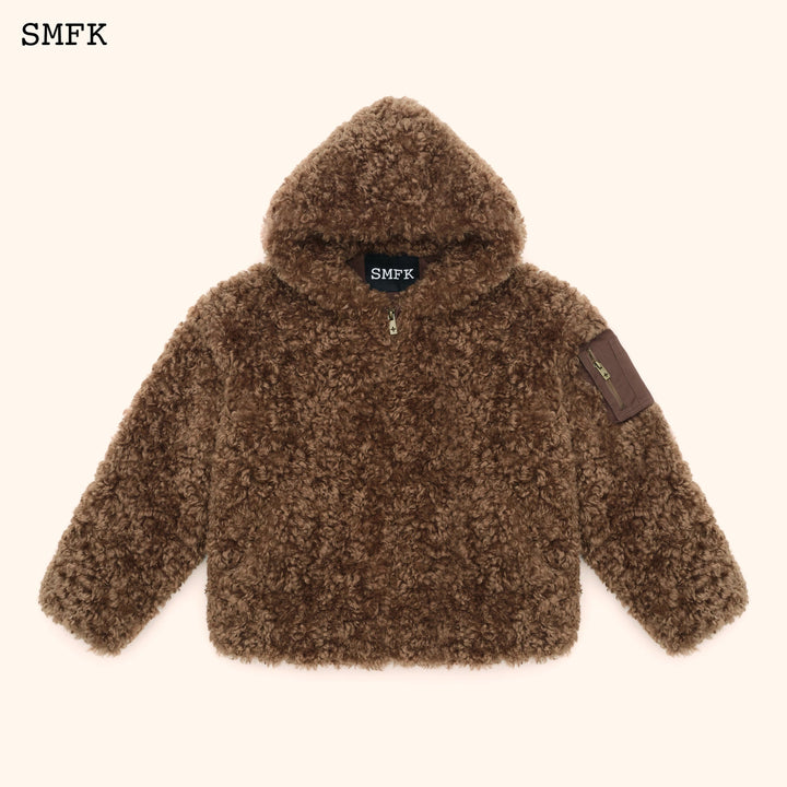 SMFK WILDWORLD ADVENTURE OUTDOOR FAUX FUR HOODIE IN BROWN