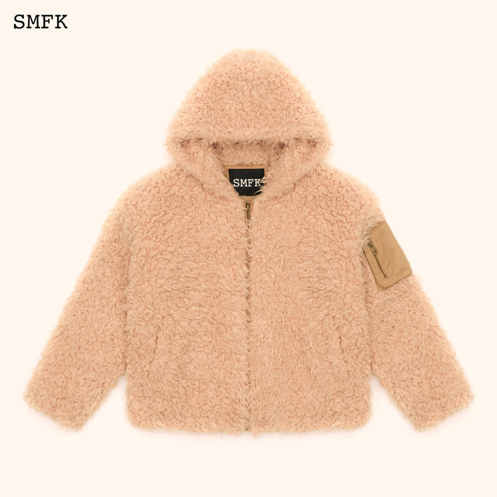 SMFK WILDWORLD ADVENTURE OUTDOOR FAUX FUR HOODIE IN CREAM