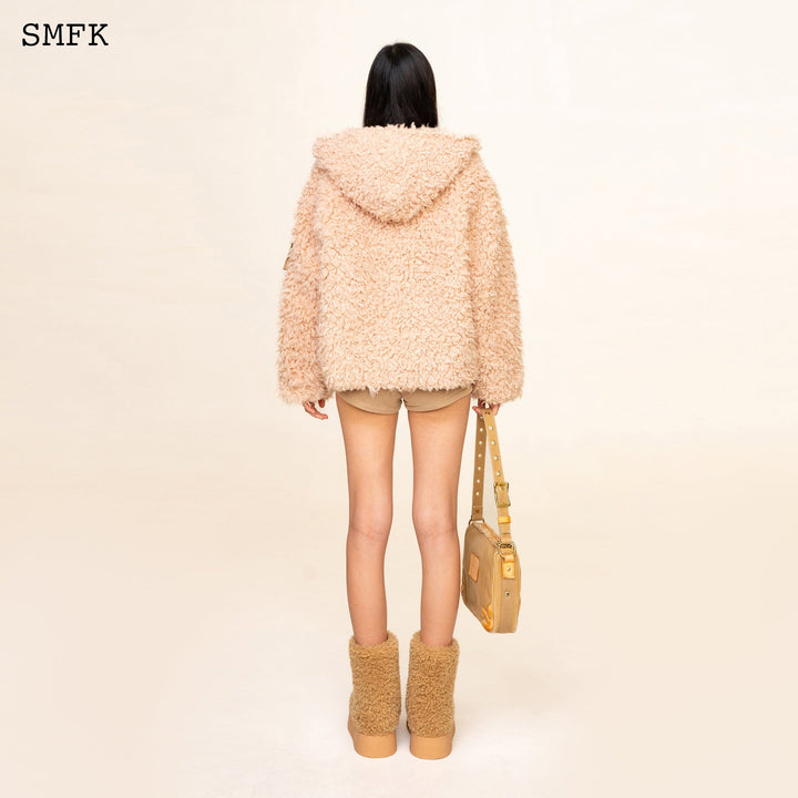 SMFK WILDWORLD ADVENTURE OUTDOOR FAUX FUR HOODIE IN CREAM