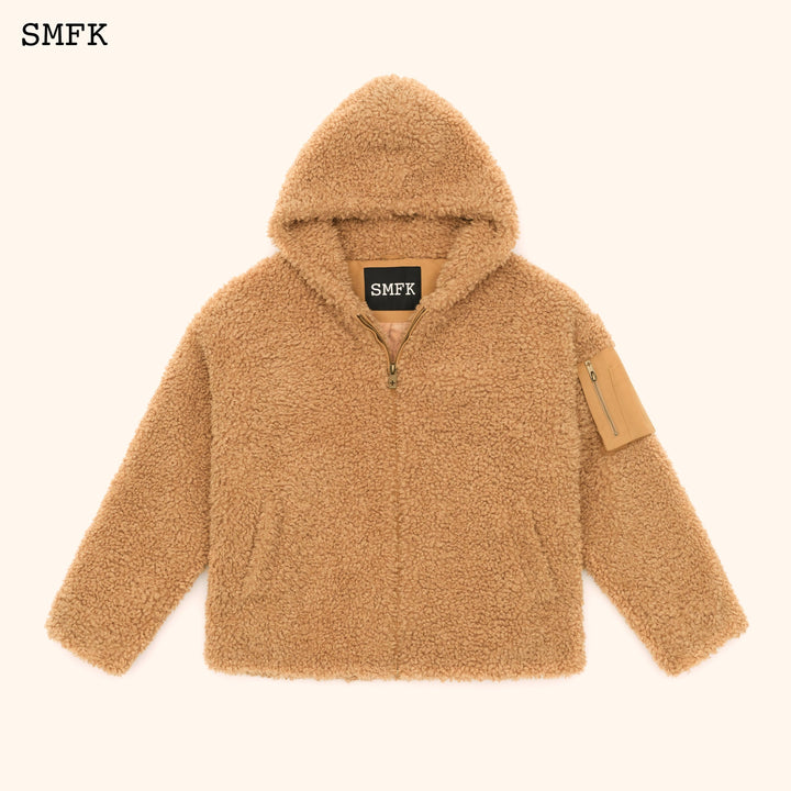 SMFK WILDWORLD ADVENTURE OUTDOOR FAUX FUR HOODIE IN WHEAT