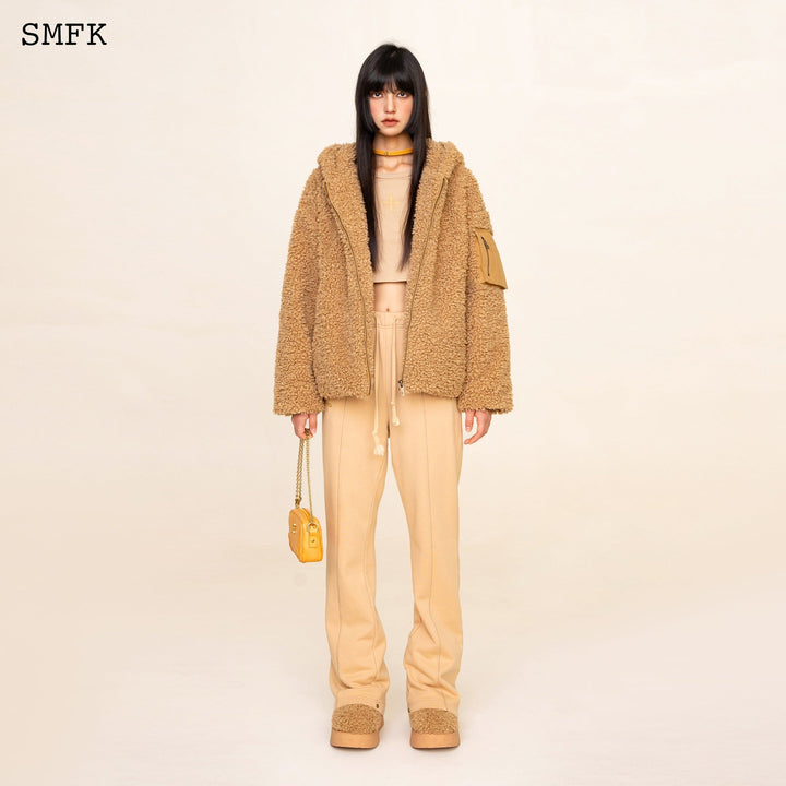 SMFK WILDWORLD ADVENTURE OUTDOOR FAUX FUR HOODIE IN WHEAT