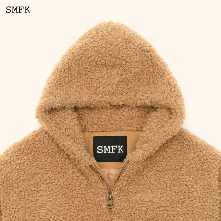 SMFK WILDWORLD ADVENTURE OUTDOOR FAUX FUR HOODIE IN WHEAT