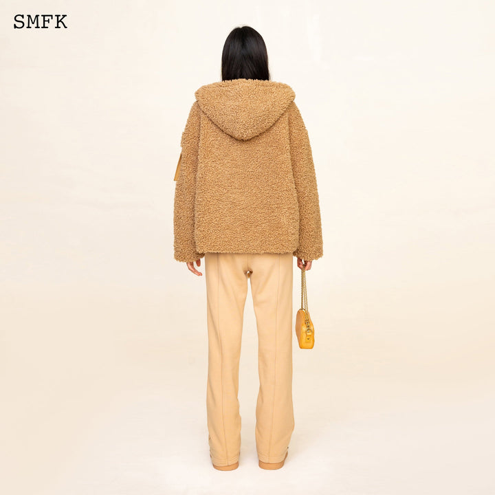 SMFK WILDWORLD ADVENTURE OUTDOOR FAUX FUR HOODIE IN WHEAT