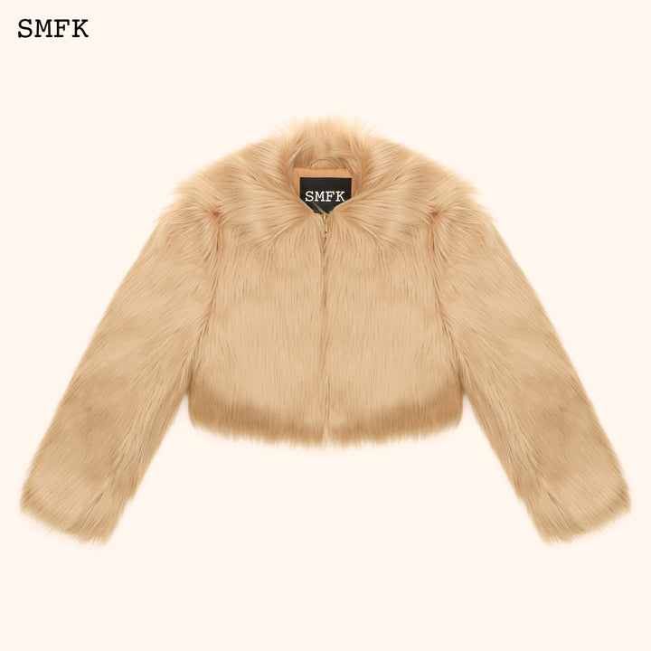 SMFK WILDWORLD FAUX FUR SHORT JACKET IN WHEAT