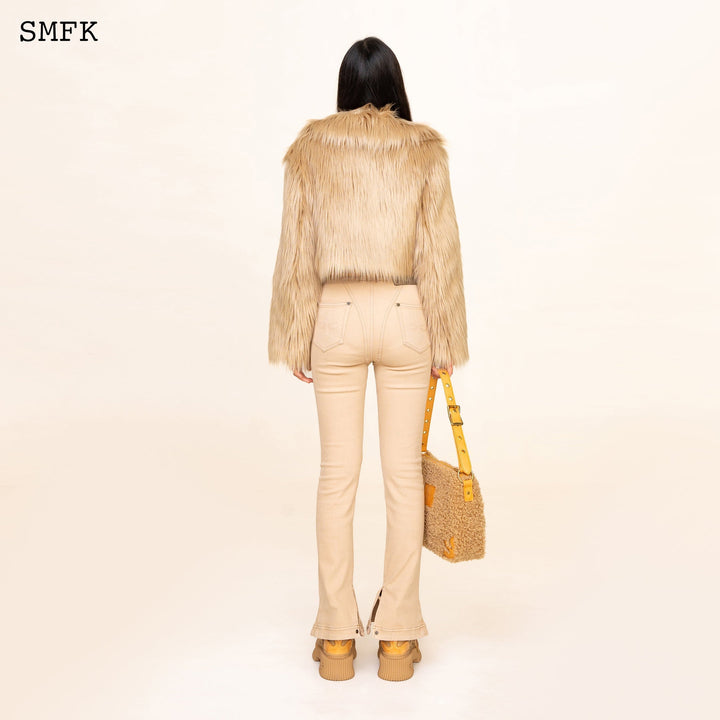 SMFK WILDWORLD FAUX FUR SHORT JACKET IN WHEAT