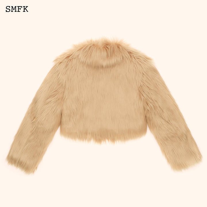 SMFK WILDWORLD FAUX FUR SHORT JACKET IN WHEAT