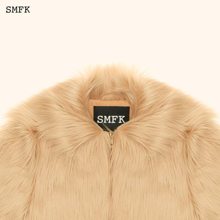 SMFK WILDWORLD FAUX FUR SHORT JACKET IN WHEAT