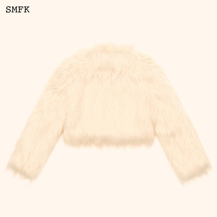 13De Marzo WILDWORLD FAUX FUR SHORT JACKET IN WHITE