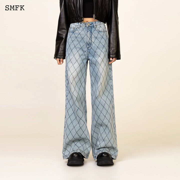 SMFK WILDWORLD FENCE LOOSE BLUE DENIM JEANS