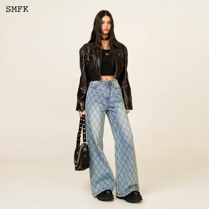 SMFK WILDWORLD FENCE LOOSE BLUE DENIM JEANS