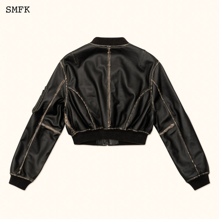 SMFK WILDWORLD RETRO PILOT SHORT LEATHER JACKET