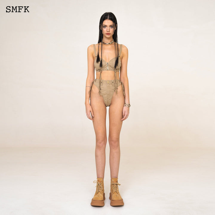 SMFK WILDWORLD STRAY WORKWEAR STYLE BIKINI WHEAT