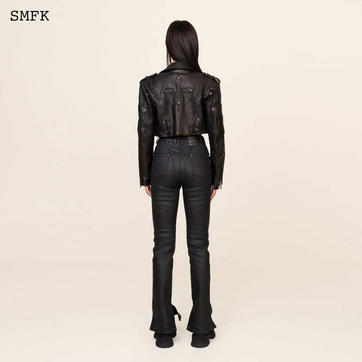 SMFK WILDWORLD TARPAN WAXED JEANS IN BLACK