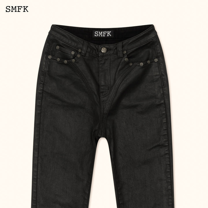 SMFK WILDWORLD TARPAN WAXED JEANS IN BLACK