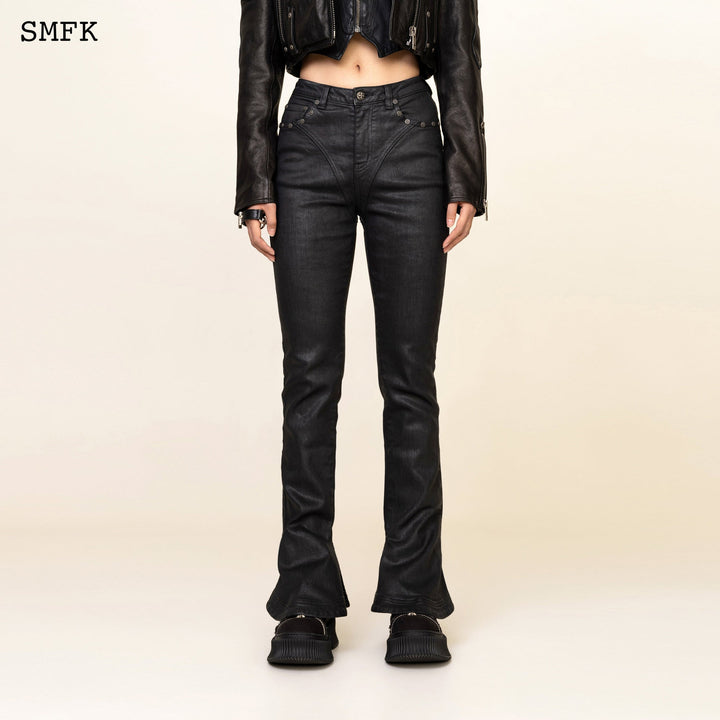 SMFK WILDWORLD TARPAN WAXED JEANS IN BLACK